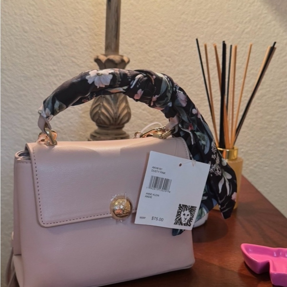 Anne Klein Blush Mini Bag with Floral Scarf - Picture 3 of 9